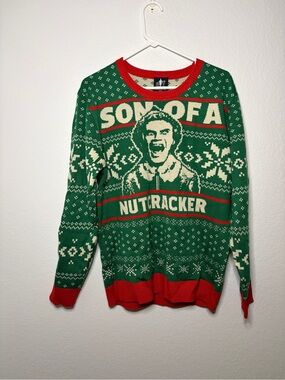 ELF Green and Red 'Son of a Nutcracker' Crewneck Sweater Buddy the Elf Large